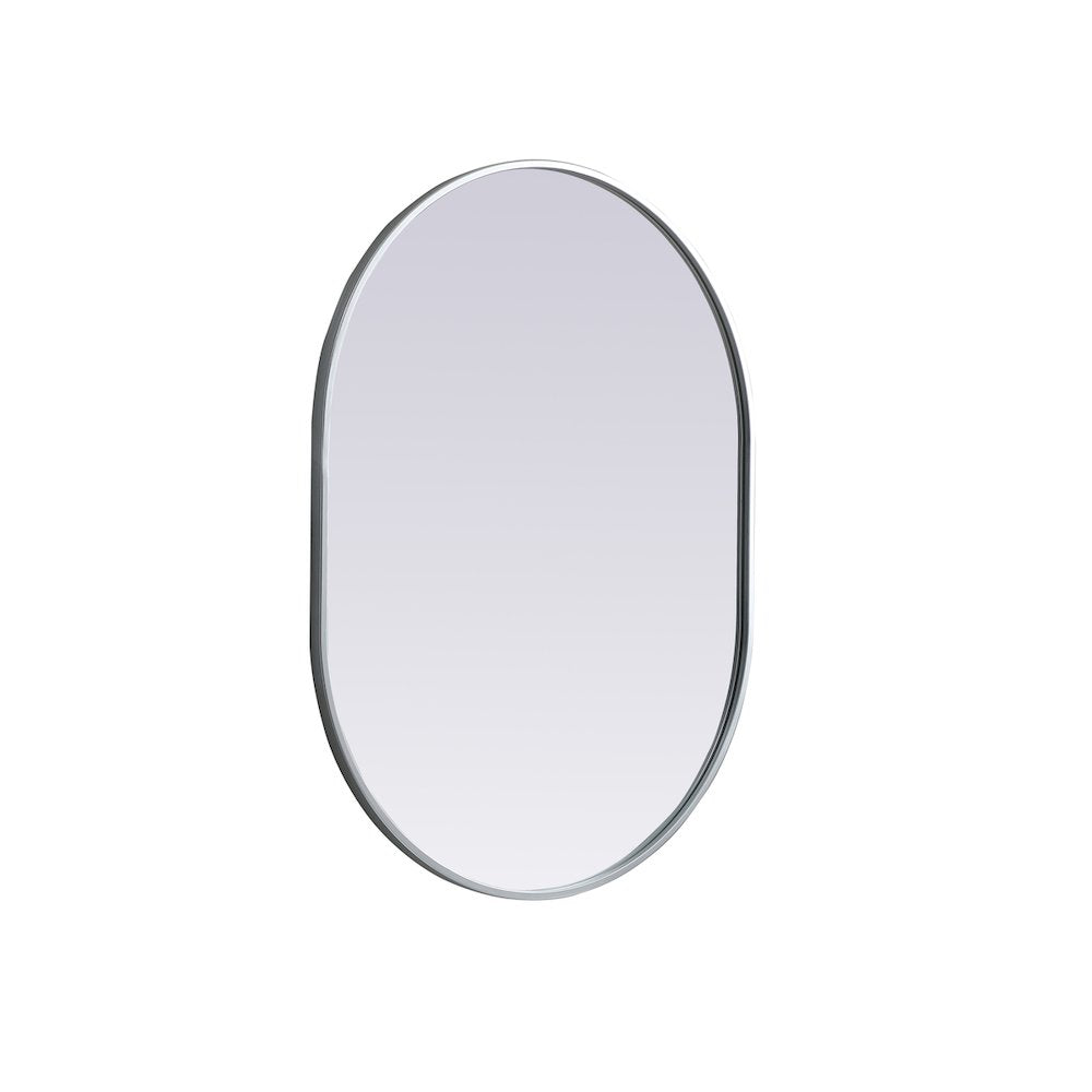 Metal Frame Oval Mirror 27x36 Inch in Silver