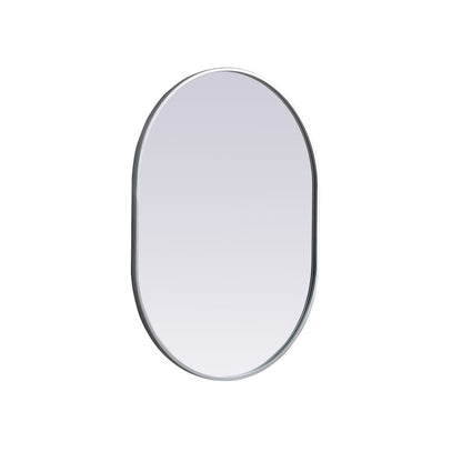Metal Frame Oval Mirror 27x36 Inch in Silver