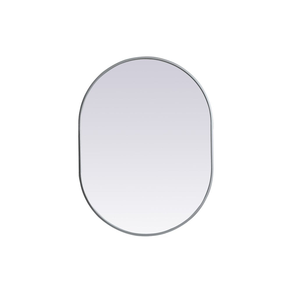 Metal Frame Oval Mirror 27x36 Inch in Silver