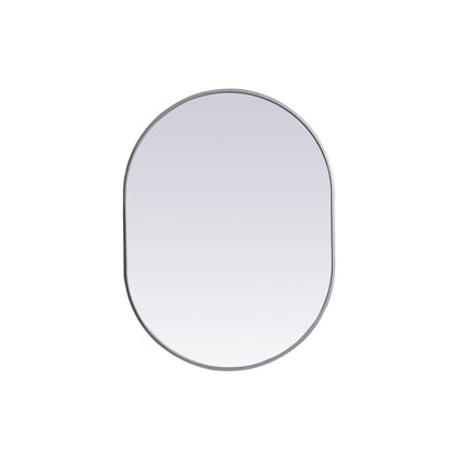 Metal Frame Oval Mirror 27x36 Inch in Silver