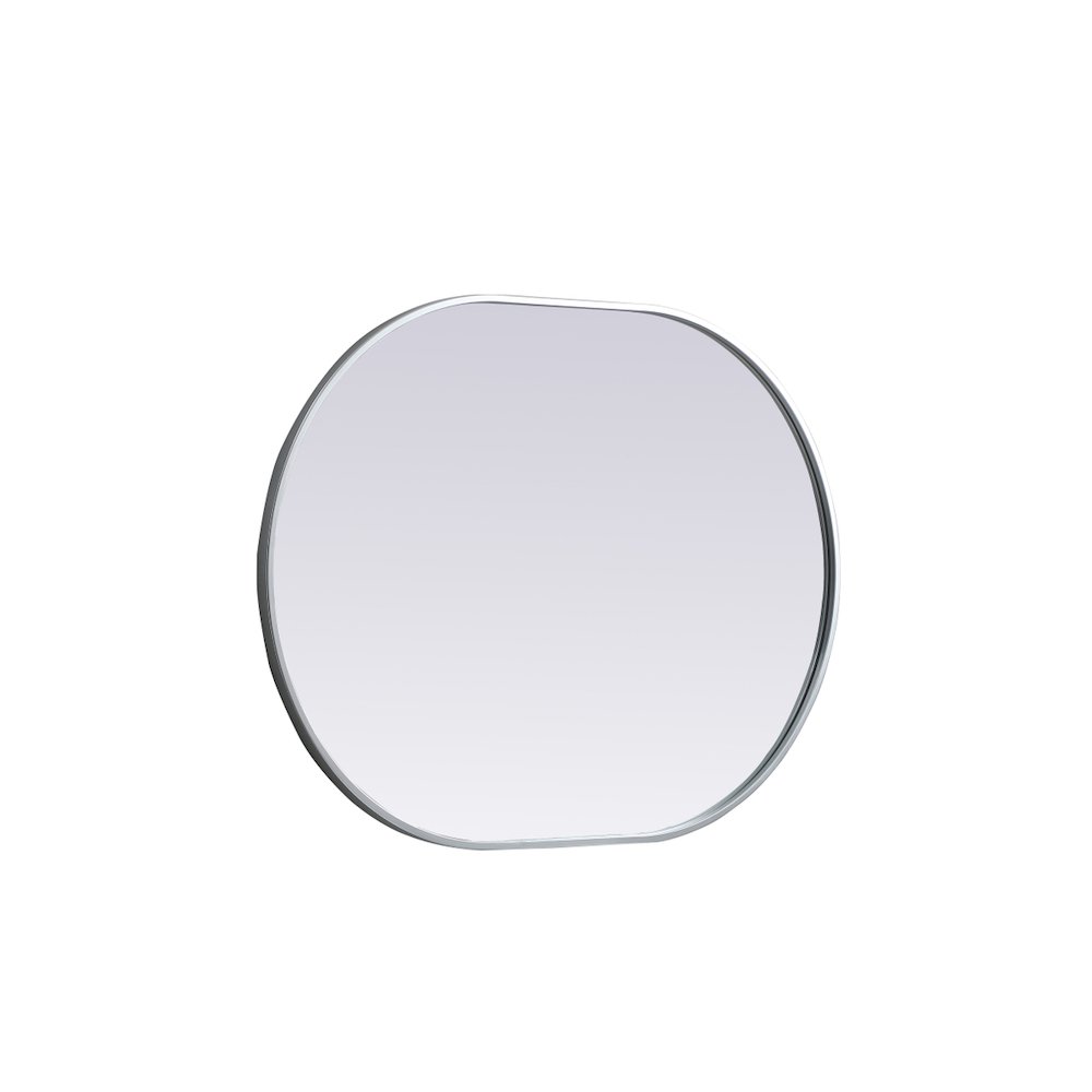 Metal Frame Oval Mirror 27x36 Inch in Silver