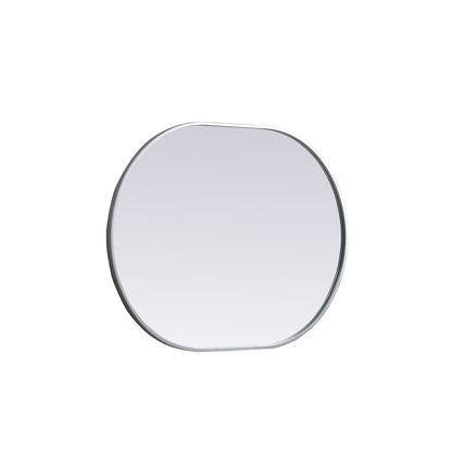 Metal Frame Oval Mirror 27x36 Inch in Silver