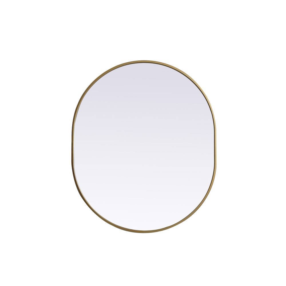 Metal Frame Oval Mirror 30x36 Inch in Brass