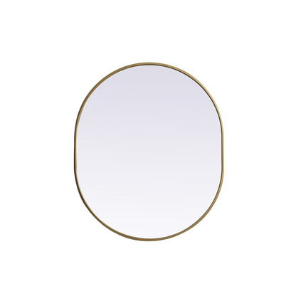 Metal Frame Oval Mirror 30x36 Inch in Brass