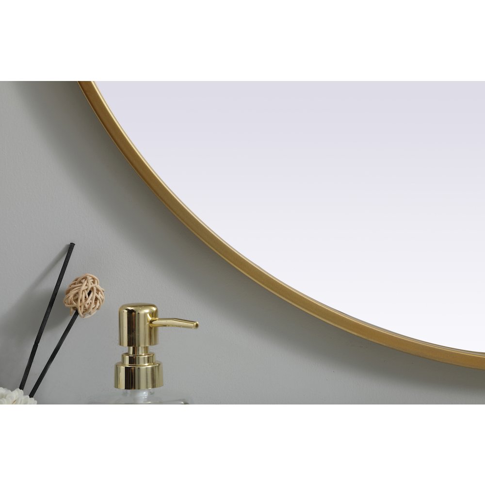 Metal Frame Oval Mirror 30x36 Inch in Brass