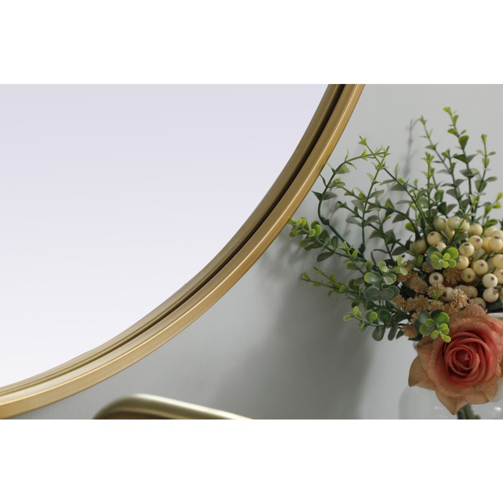 Metal Frame Oval Mirror 30x36 Inch in Brass