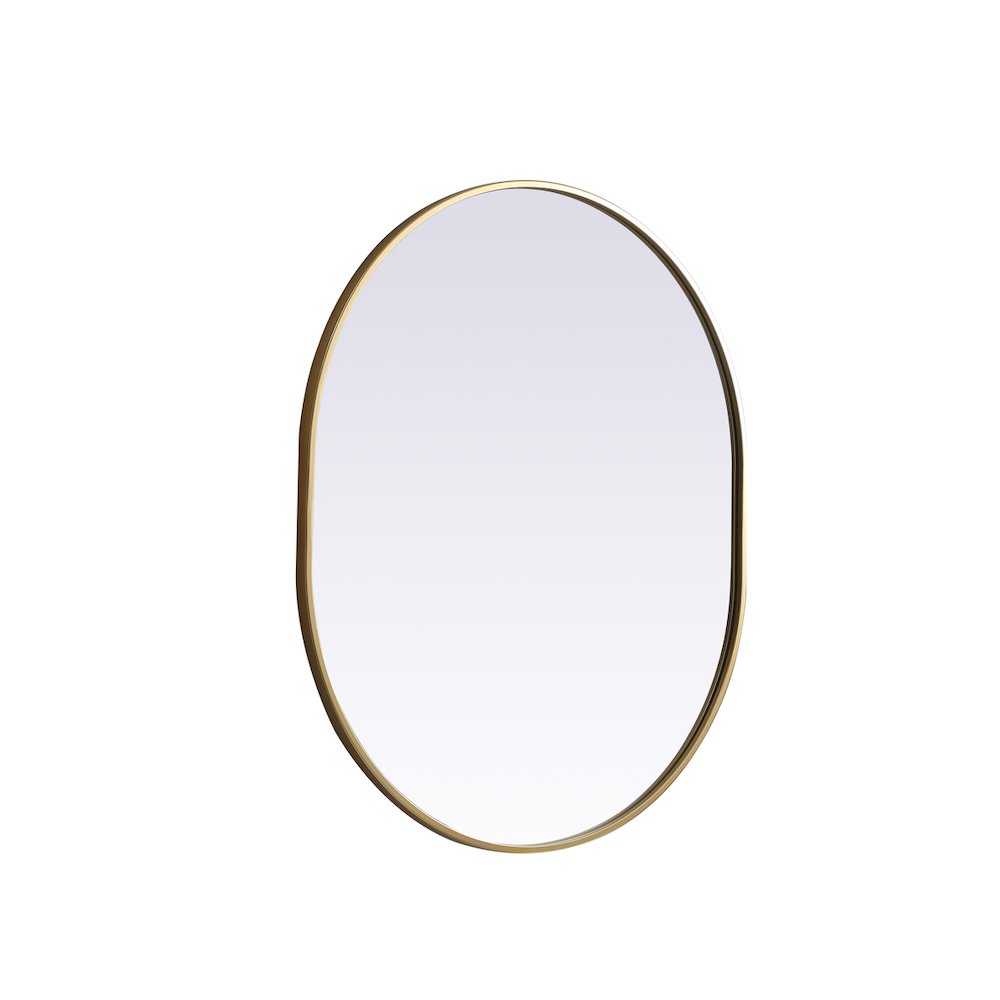 Metal Frame Oval Mirror 30x36 Inch in Brass
