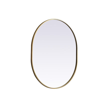 Metal Frame Oval Mirror 30x36 Inch in Brass