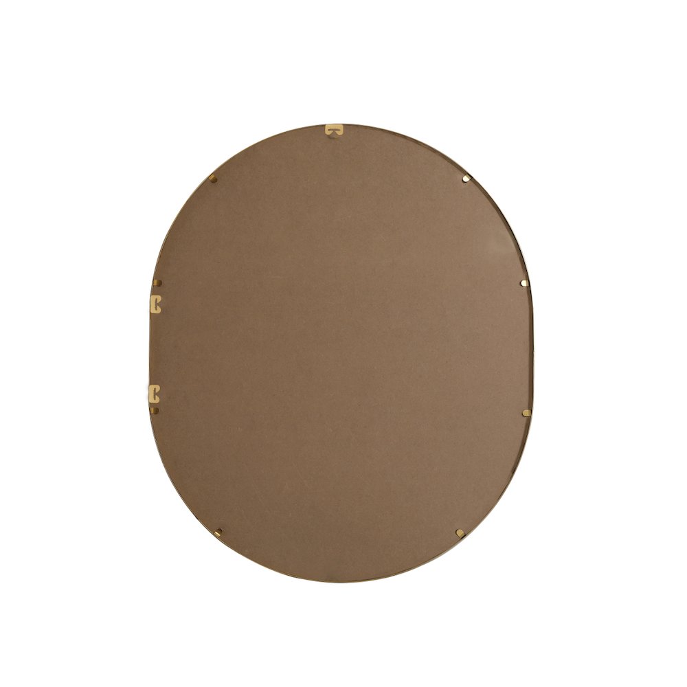 Metal Frame Oval Mirror 30x36 Inch in Brass
