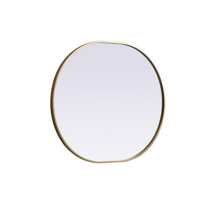 Metal Frame Oval Mirror 30x36 Inch in Brass