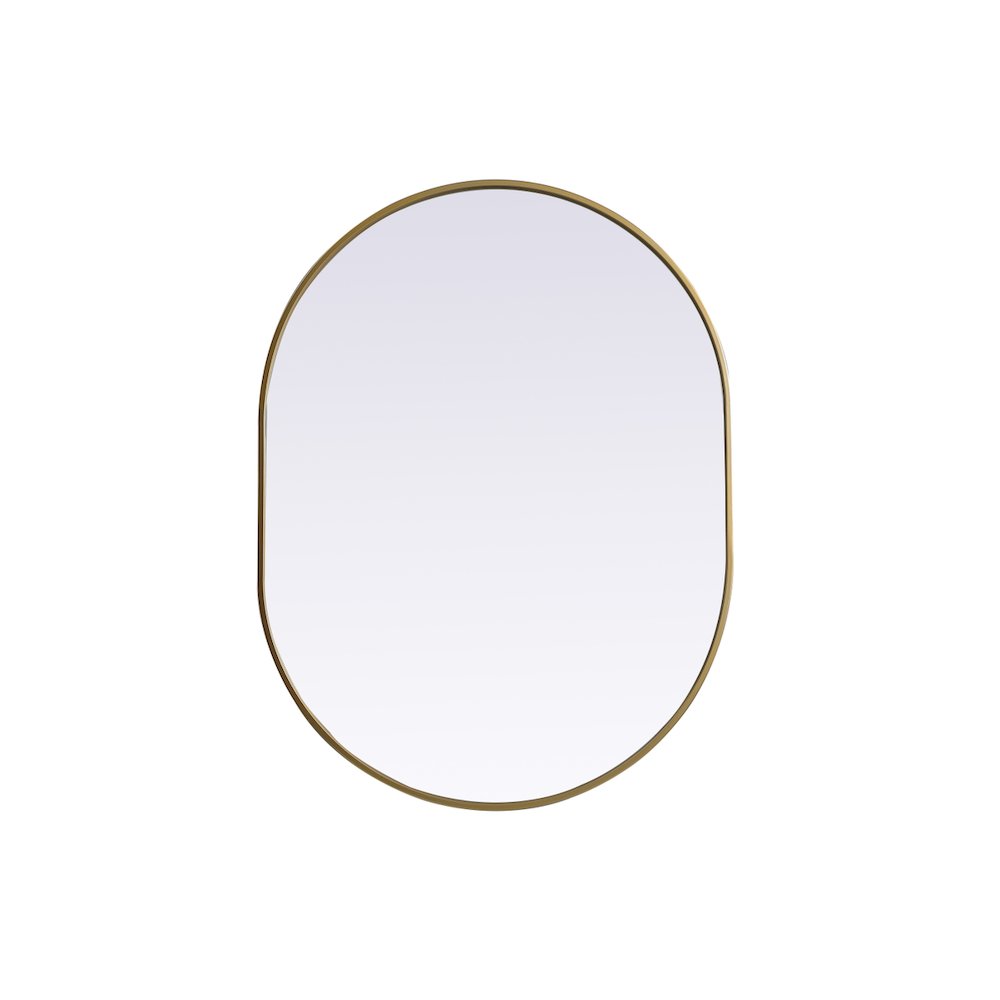 Metal Frame Oval Mirror 30x40 Inch in Brass
