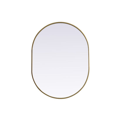 Metal Frame Oval Mirror 30x40 Inch in Brass
