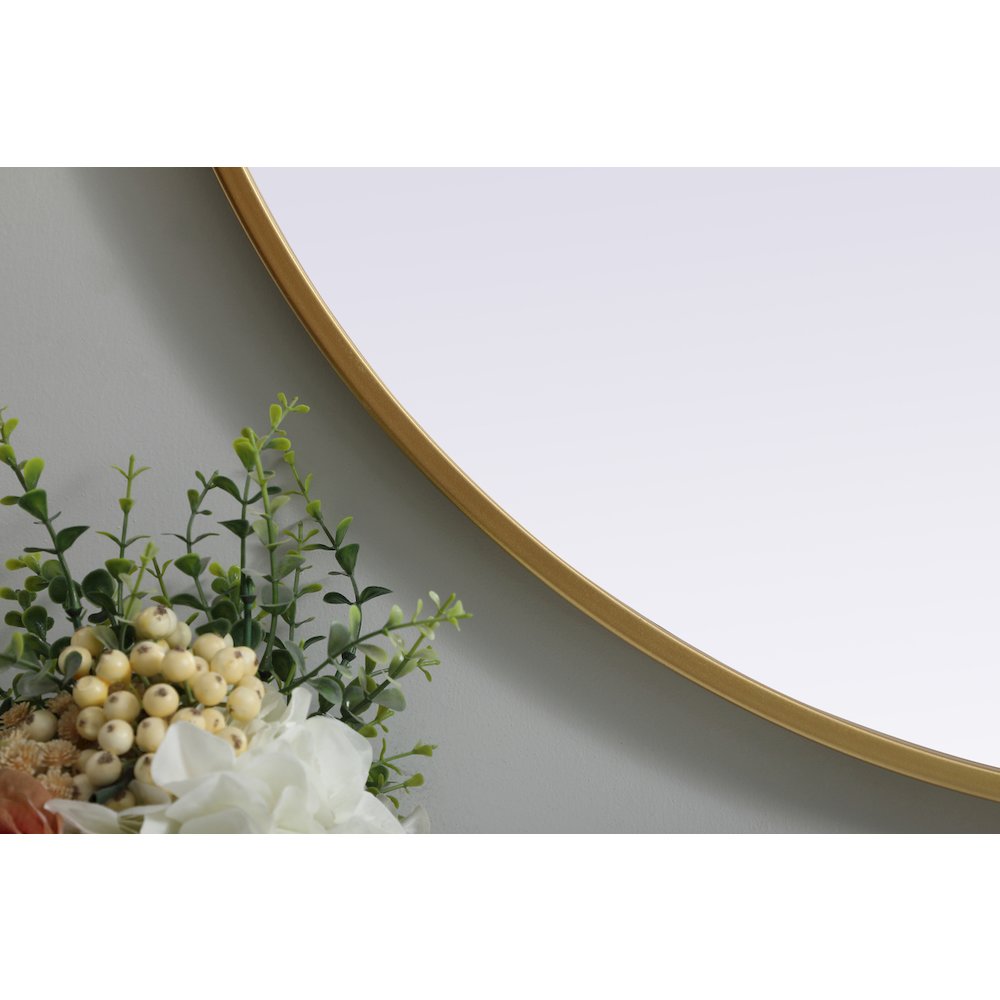 Metal Frame Oval Mirror 30x40 Inch in Brass
