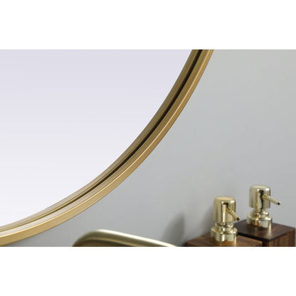 Metal Frame Oval Mirror 30x40 Inch in Brass