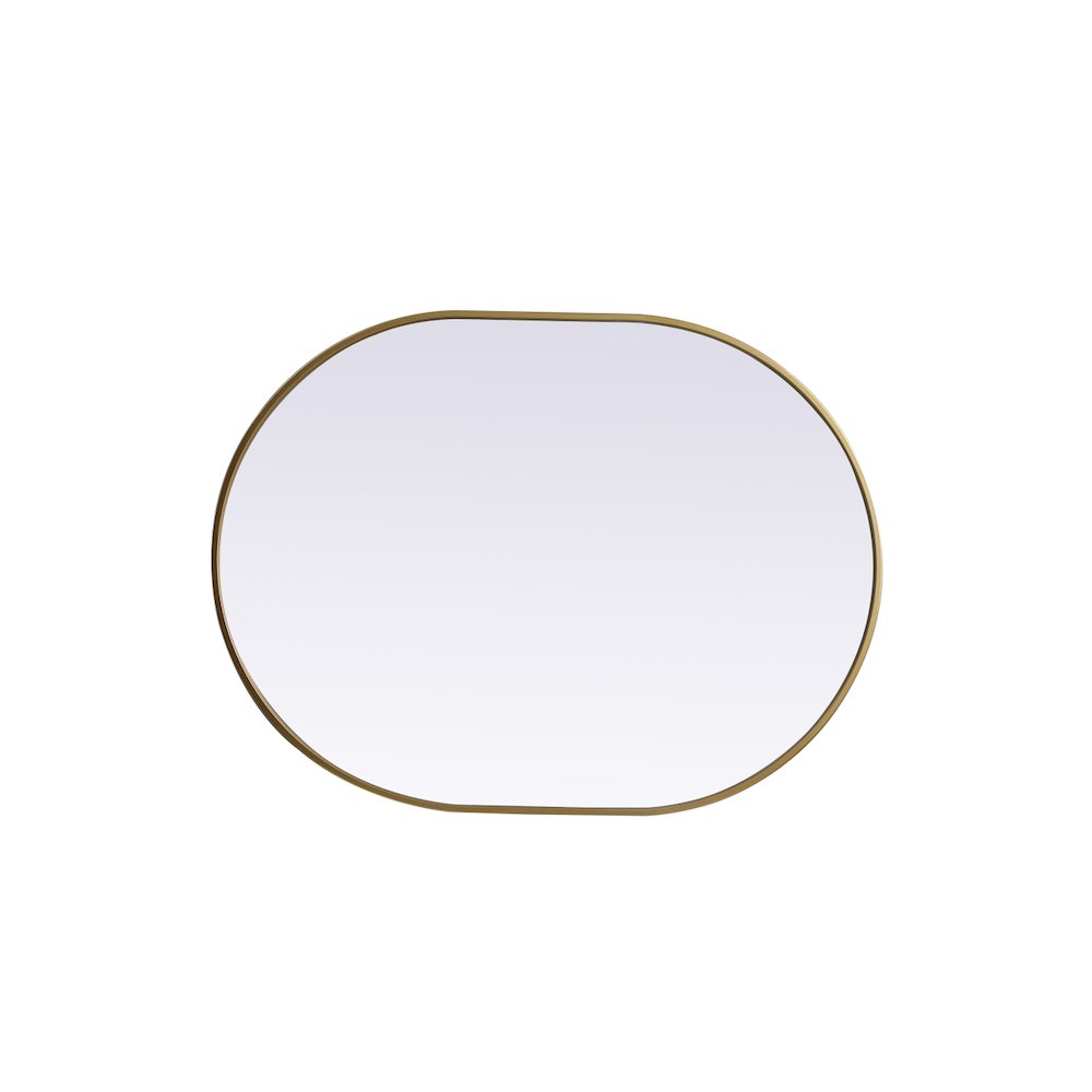 Metal Frame Oval Mirror 30x40 Inch in Brass