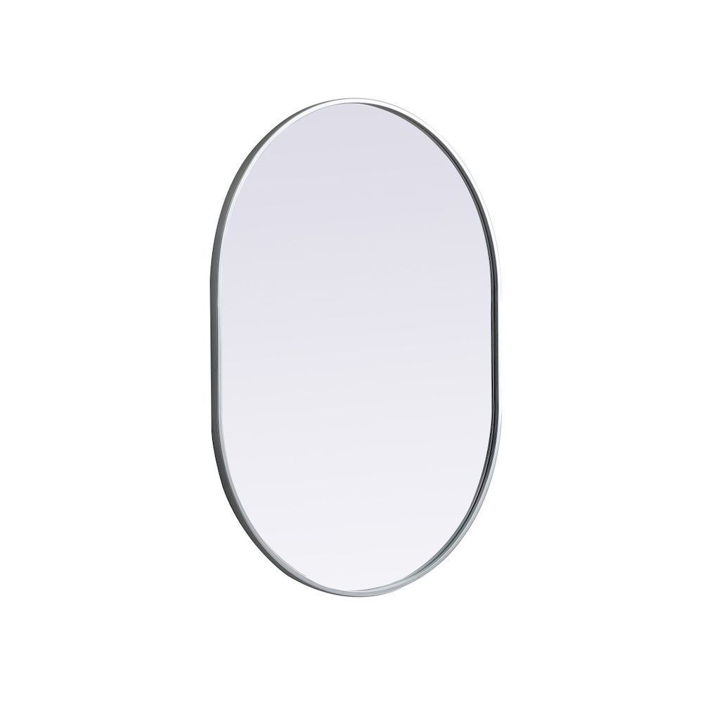 Metal Frame Oval Mirror 30x40 Inch in Silver
