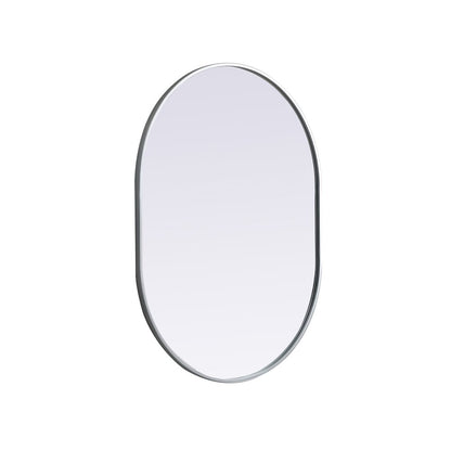 Metal Frame Oval Mirror 30x40 Inch in Silver