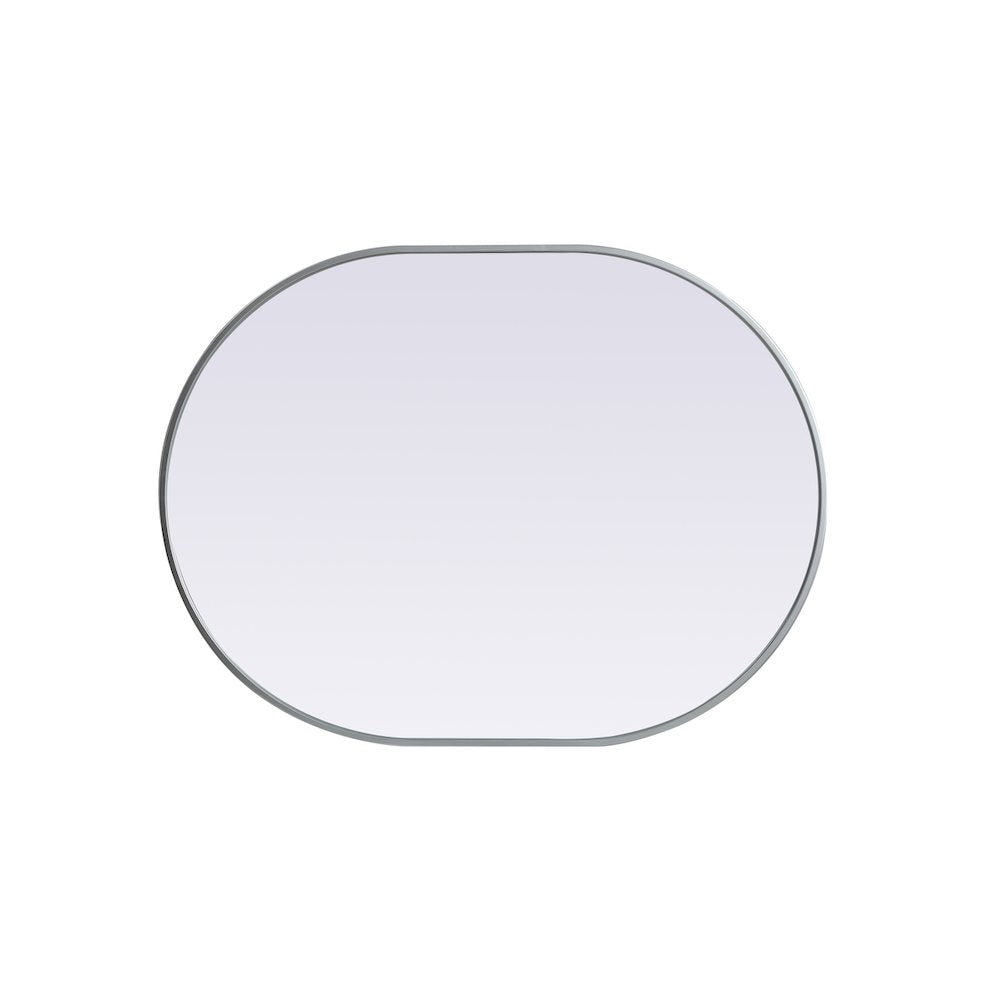 Metal Frame Oval Mirror 30x40 Inch in Silver