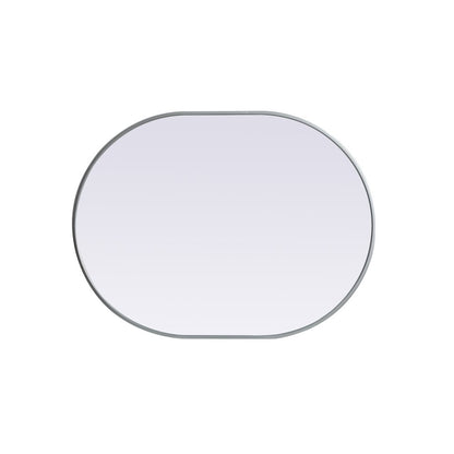 Metal Frame Oval Mirror 30x40 Inch in Silver