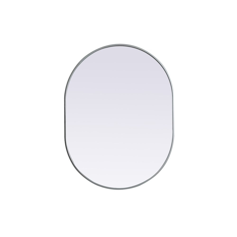 Metal Frame Oval Mirror 30x40 Inch in Silver