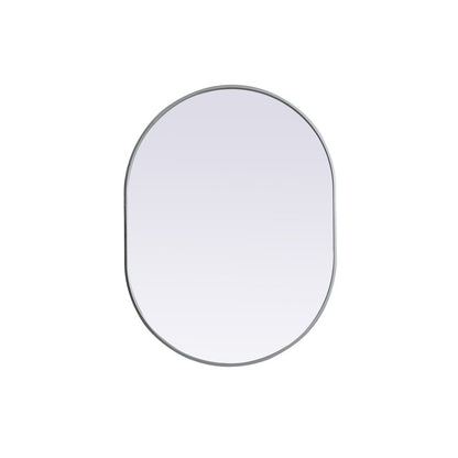 Metal Frame Oval Mirror 30x40 Inch in Silver