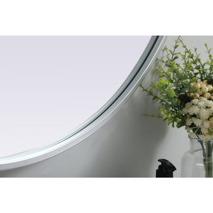 Metal Frame Oval Mirror 30x40 Inch in Silver