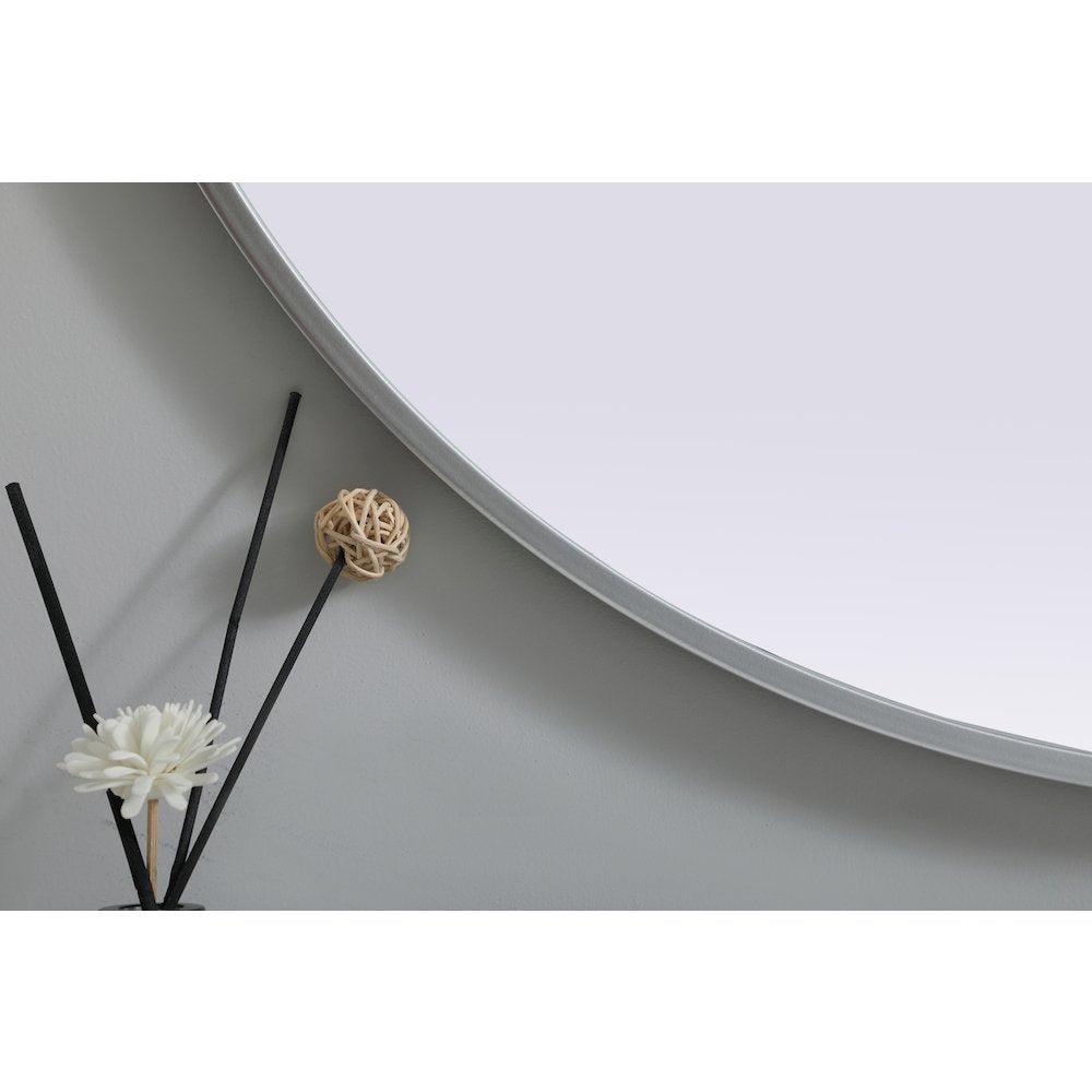Metal Frame Oval Mirror 30x40 Inch in Silver