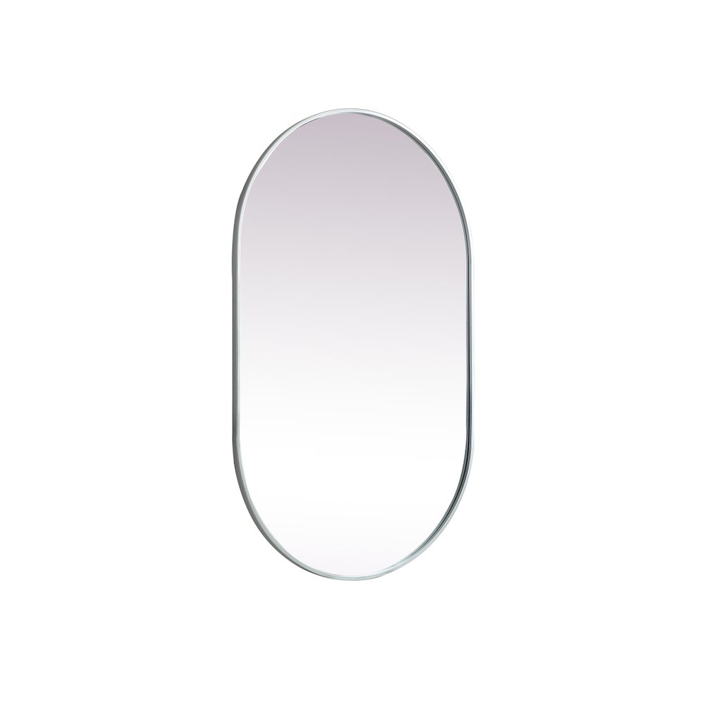 Metal Frame Oval Mirror 30x48 Inch in Silver