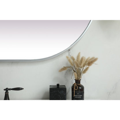 Metal Frame Oval Mirror 30x48 Inch in Silver