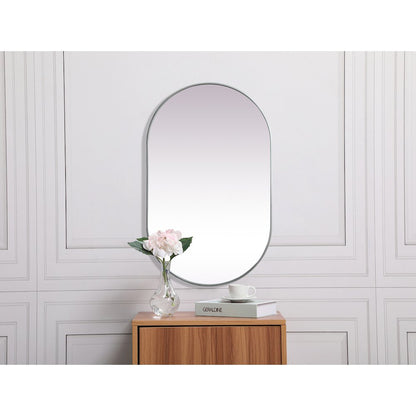 Metal Frame Oval Mirror 30x48 Inch in Silver