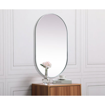 Metal Frame Oval Mirror 30x48 Inch in Silver