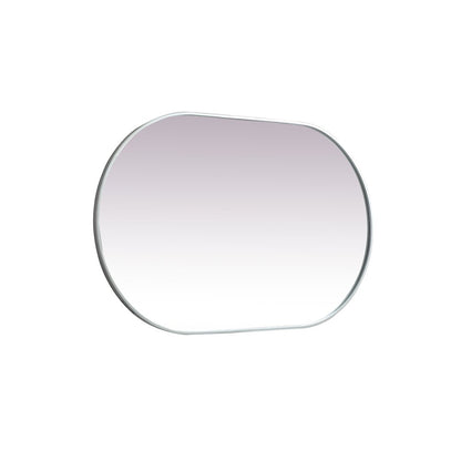 Metal Frame Oval Mirror 30x48 Inch in Silver