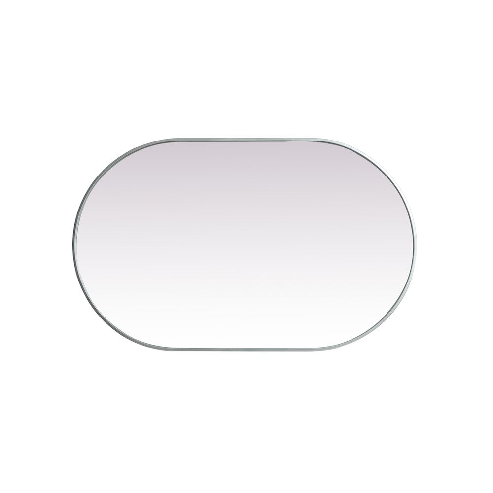 Metal Frame Oval Mirror 30x48 Inch in Silver