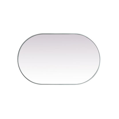 Metal Frame Oval Mirror 30x48 Inch in Silver