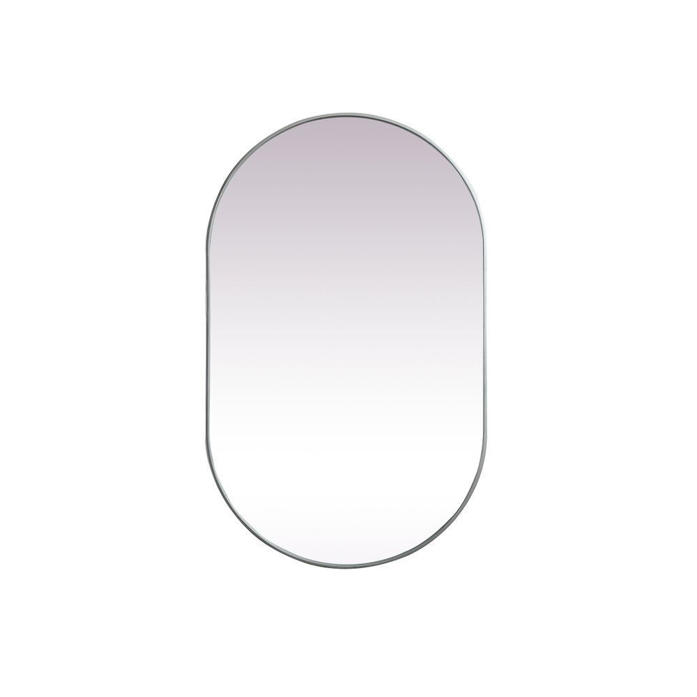 Metal Frame Oval Mirror 30x48 Inch in Silver
