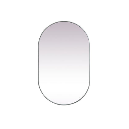 Metal Frame Oval Mirror 30x48 Inch in Silver