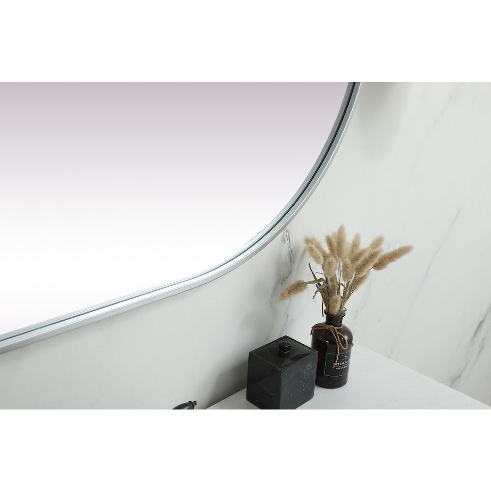 Metal Frame Oval Mirror 30x48 Inch in Silver