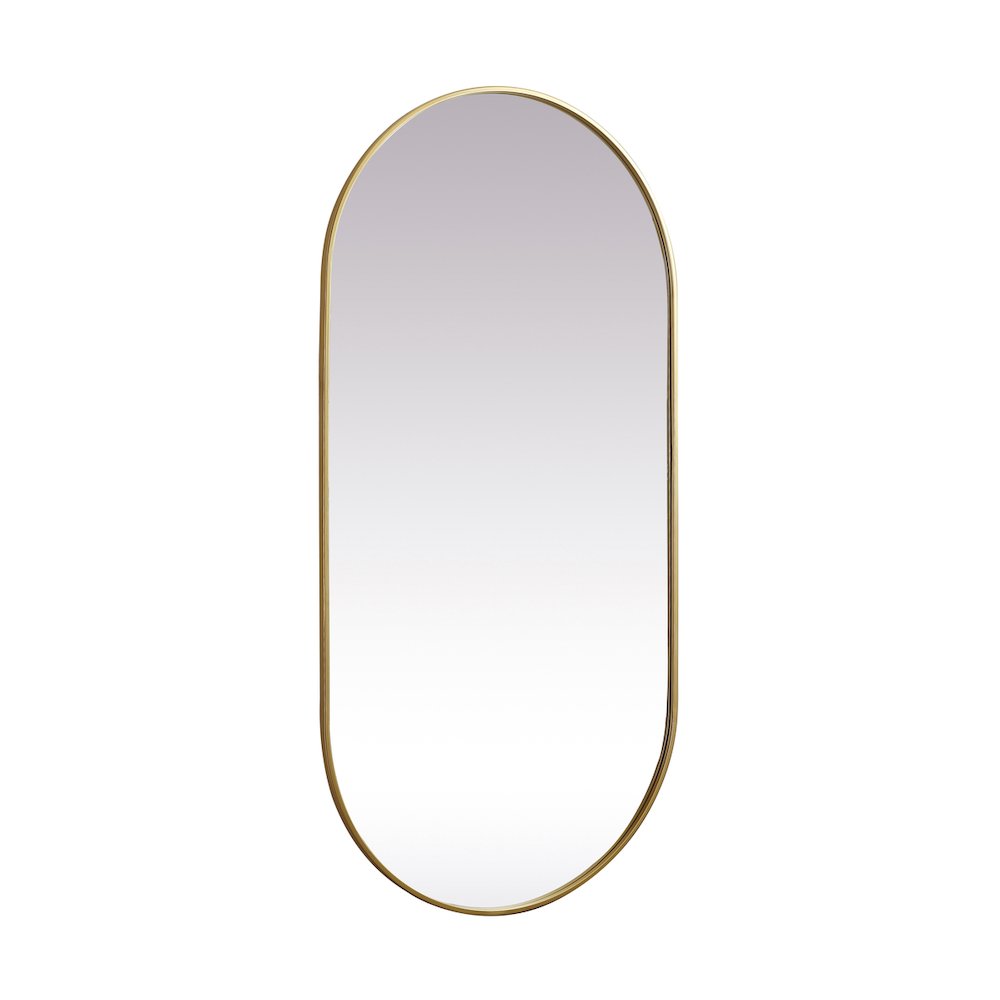Metal Frame Oval Mirror 30x60 Inch in Brass