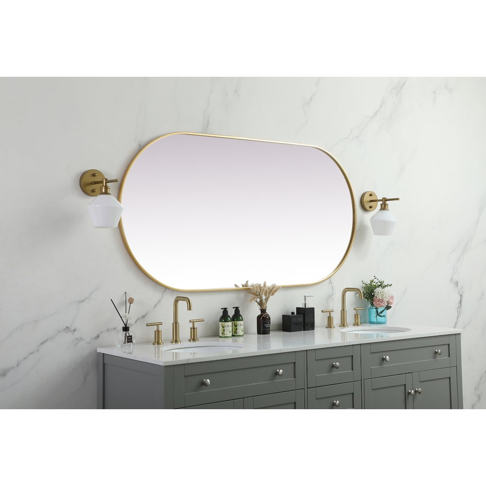 Metal Frame Oval Mirror 30x60 Inch in Brass