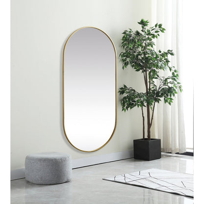 Metal Frame Oval Mirror 30x60 Inch in Brass
