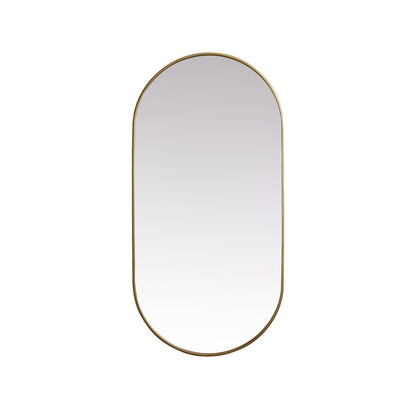 Metal Frame Oval Mirror 30x60 Inch in Brass