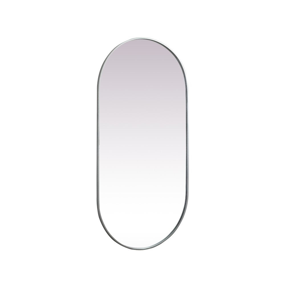 Metal Frame Oval Mirror 30x60 Inch in Silver