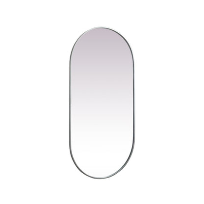 Metal Frame Oval Mirror 30x60 Inch in Silver