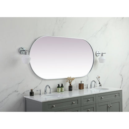 Metal Frame Oval Mirror 30x60 Inch in Silver