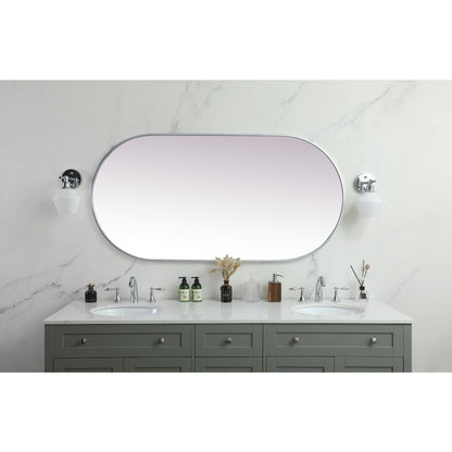 Metal Frame Oval Mirror 30x60 Inch in Silver