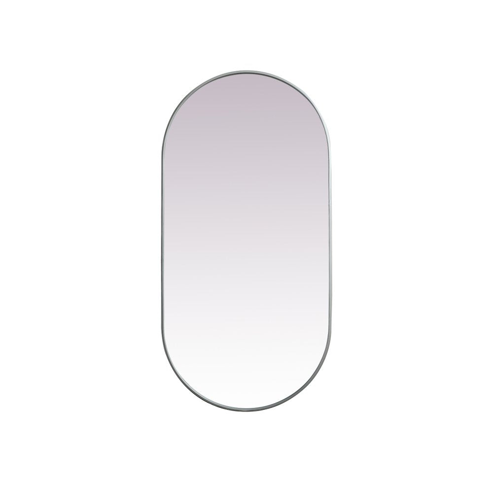 Metal Frame Oval Mirror 30x60 Inch in Silver