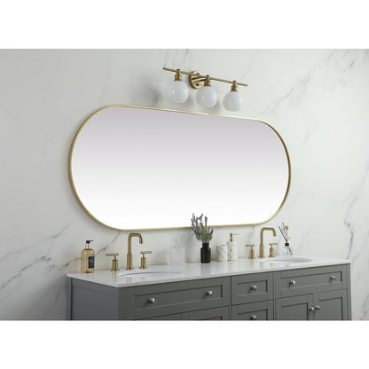 Metal Frame Oval Mirror 30x72 Inch in Brass