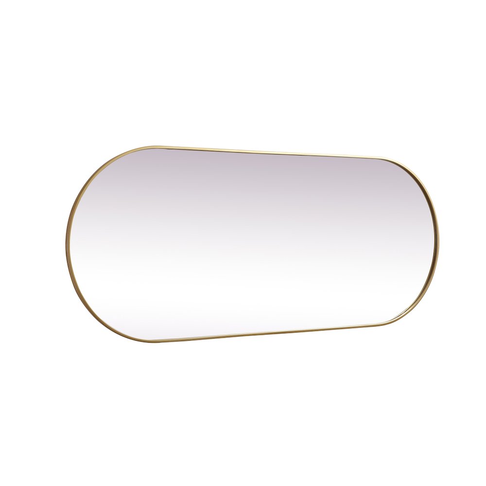 Metal Frame Oval Mirror 30x72 Inch in Brass