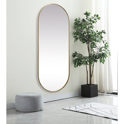 Metal Frame Oval Mirror 30x72 Inch in Brass