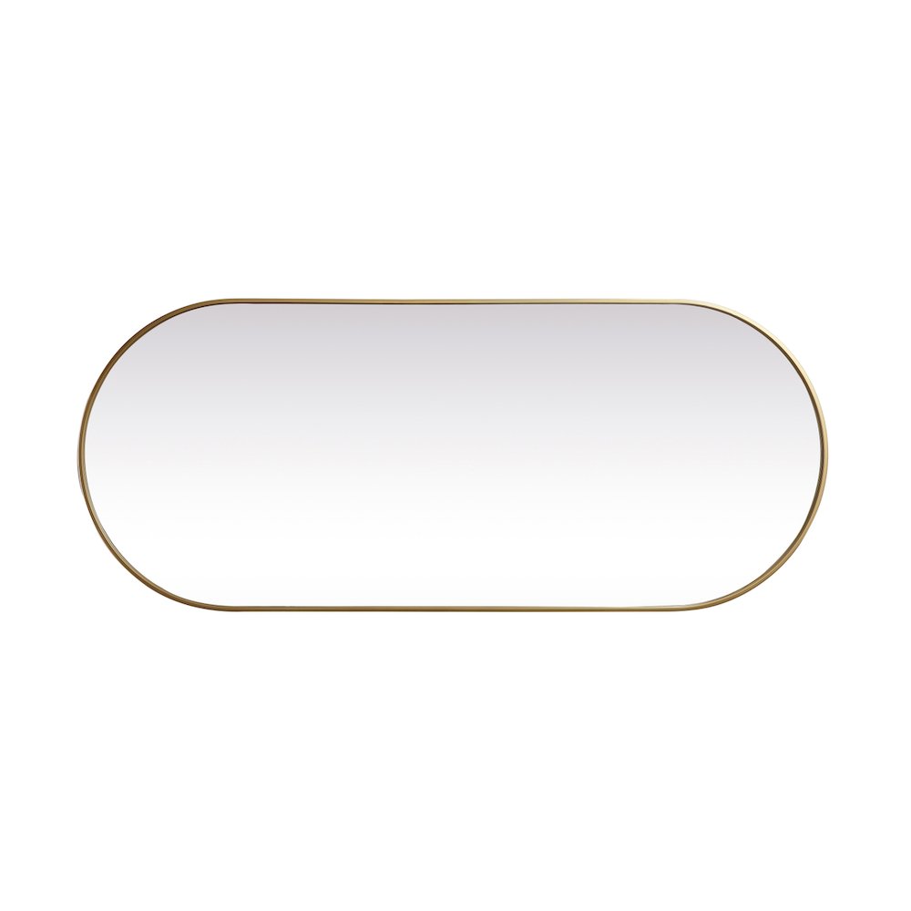 Metal Frame Oval Mirror 30x72 Inch in Brass